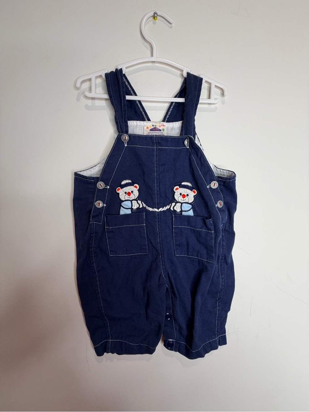 Vintage ICZ Teddy Bear Nautical Theme Overalls Size 3-6 Months Baby
